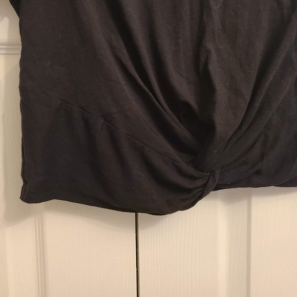 H&M Black Short Sleeve Twist Front Crop Top M - Picture 5 of 5